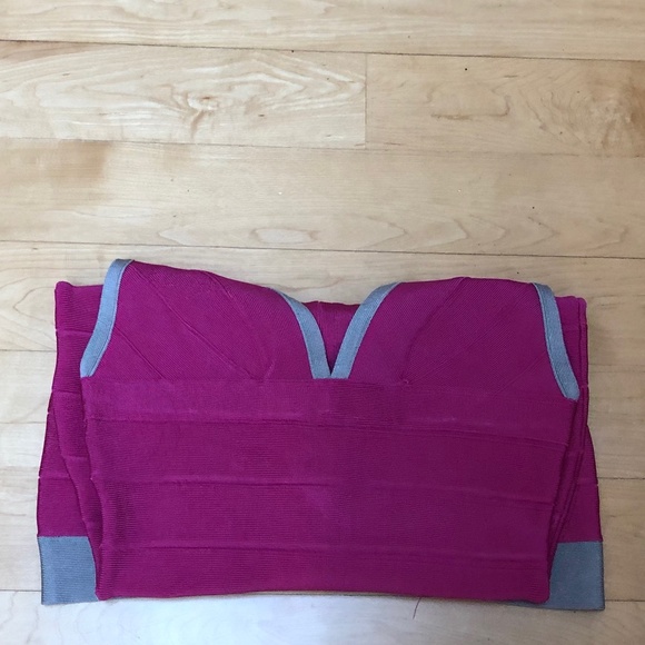 Herve Leger Hot Pink and Gray Bandage Dress Size Small - Picture 16 of 16